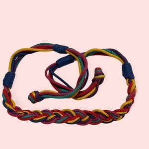 Vintage 70’s-80’s Colorful Braided Rope Belt tie closure hippie festival boho